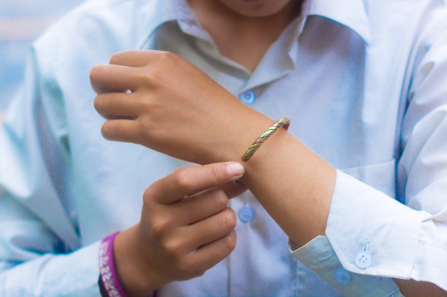 Handmade Tibetan Three Metal Medicine Bracelet From Nepal