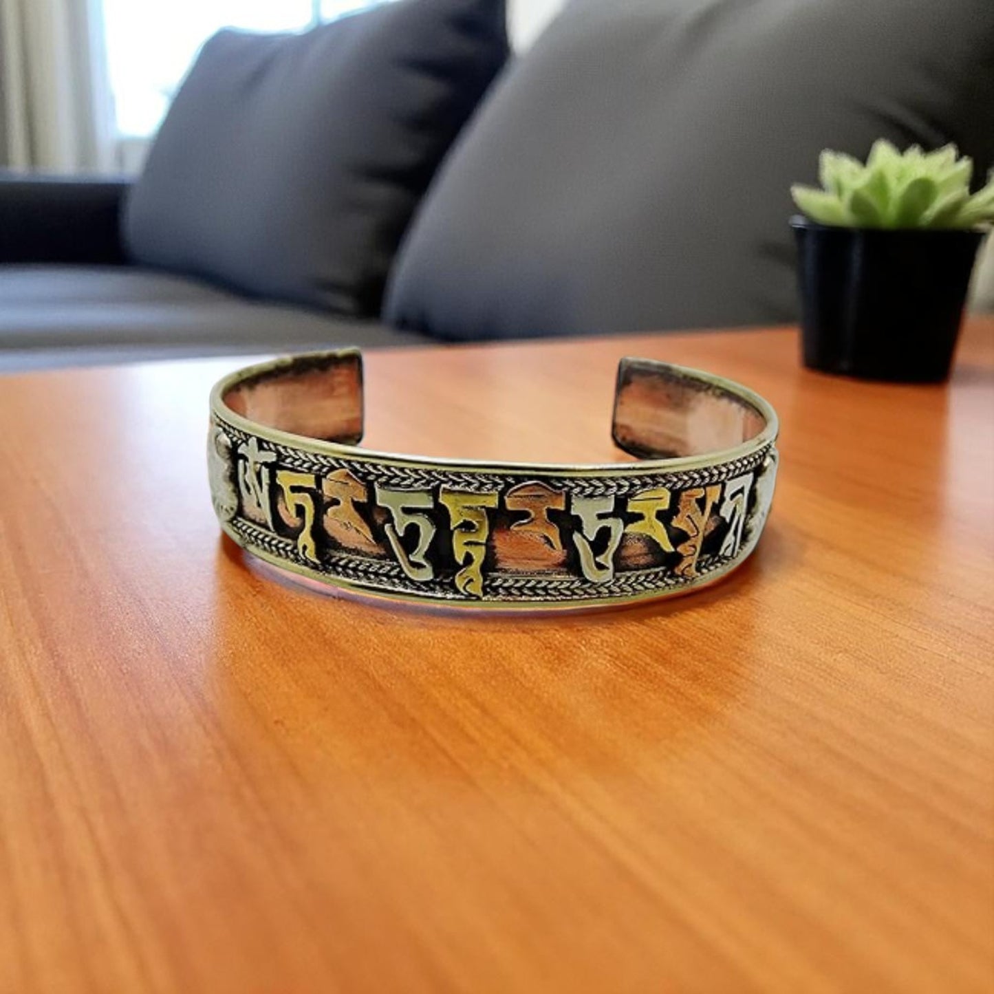Handmade Tibetan Three Metal Healing Mantra Yoga Bracelet (Green Tara Mantra)