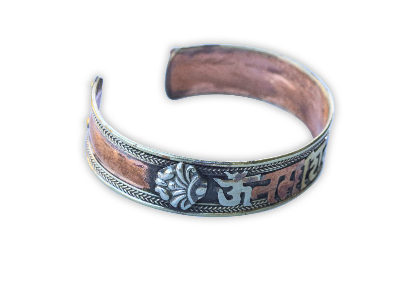 Buddha of Compassion three Metal Bracelet Om Mani Padme Hum