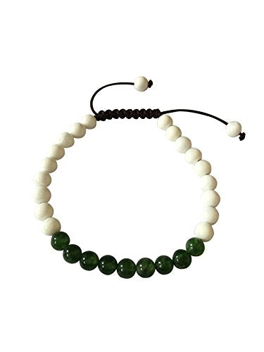 Hands Of Tibet Tibetan Yoga Mala Conch Shell Wrist Mala for Meditation (Green jade)
