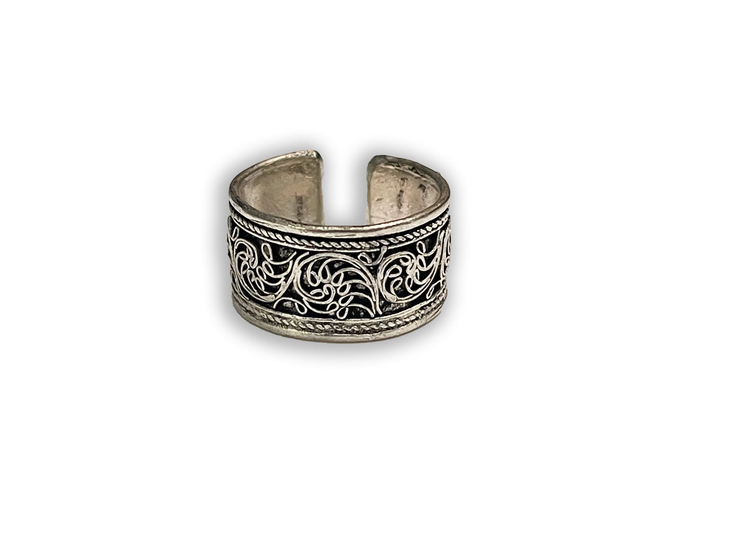 Handmade Tibetan Silver Adjustable Ring from Nepal (Flower, Adjustable)