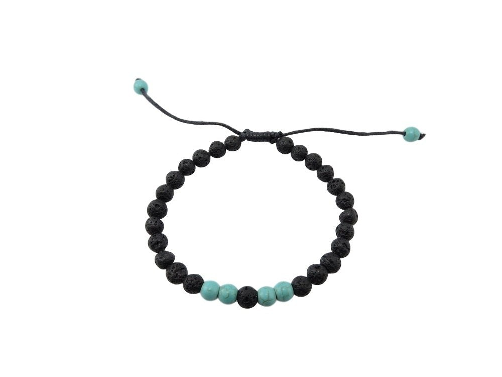 Small Lava Stone Turquoise Wrist Mala Bracelet