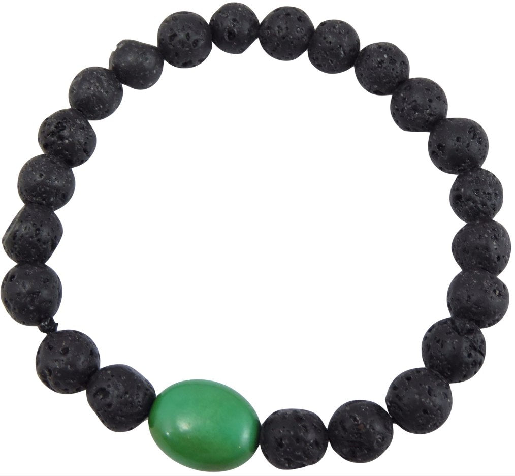 Volcanic Natural Lava and Large Turquoise Yoga Healing Wrist Mala Bracelet CL-10