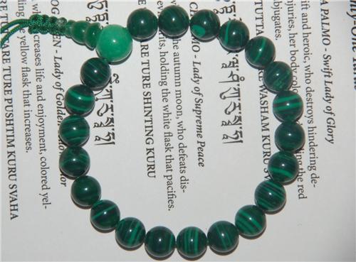 Malachite Tibetan Wrist Mala/Bracelet for Meditation
