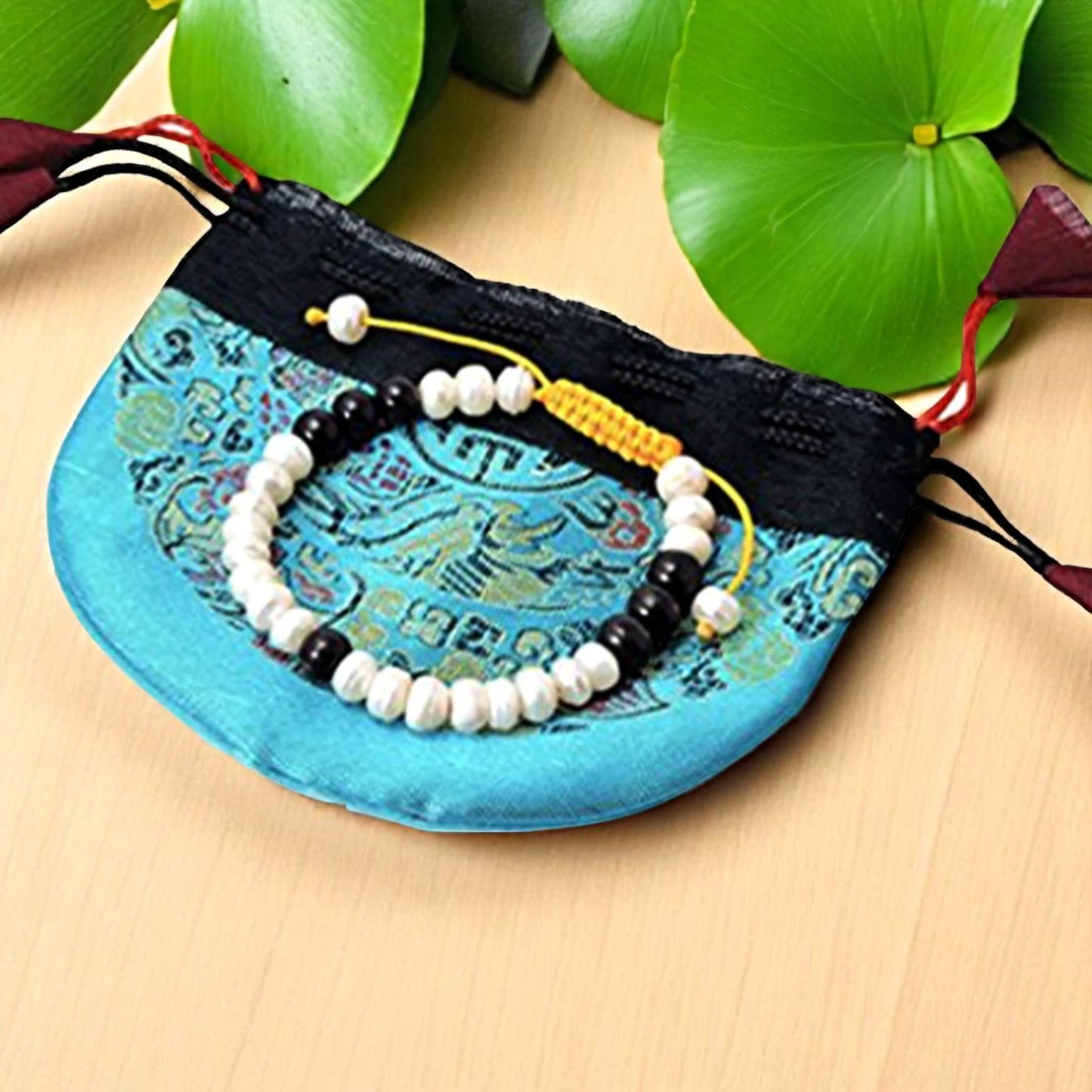 Mother of Pearl and Rosewood Wrist Mala Yoga Bracelet