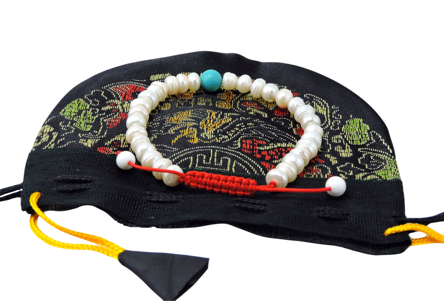 Fresh Water Pearl Wrist mala with Turquoise spacer