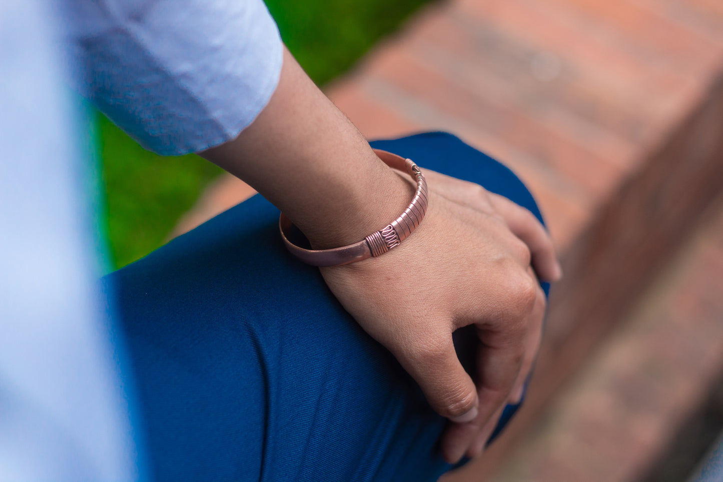 Handmade Snake Pattern Copper Cuff Bracelet