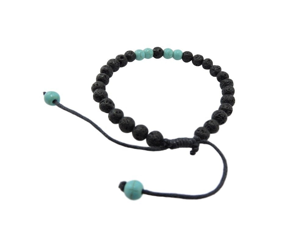 Small Lava Stone Turquoise Wrist Mala Bracelet