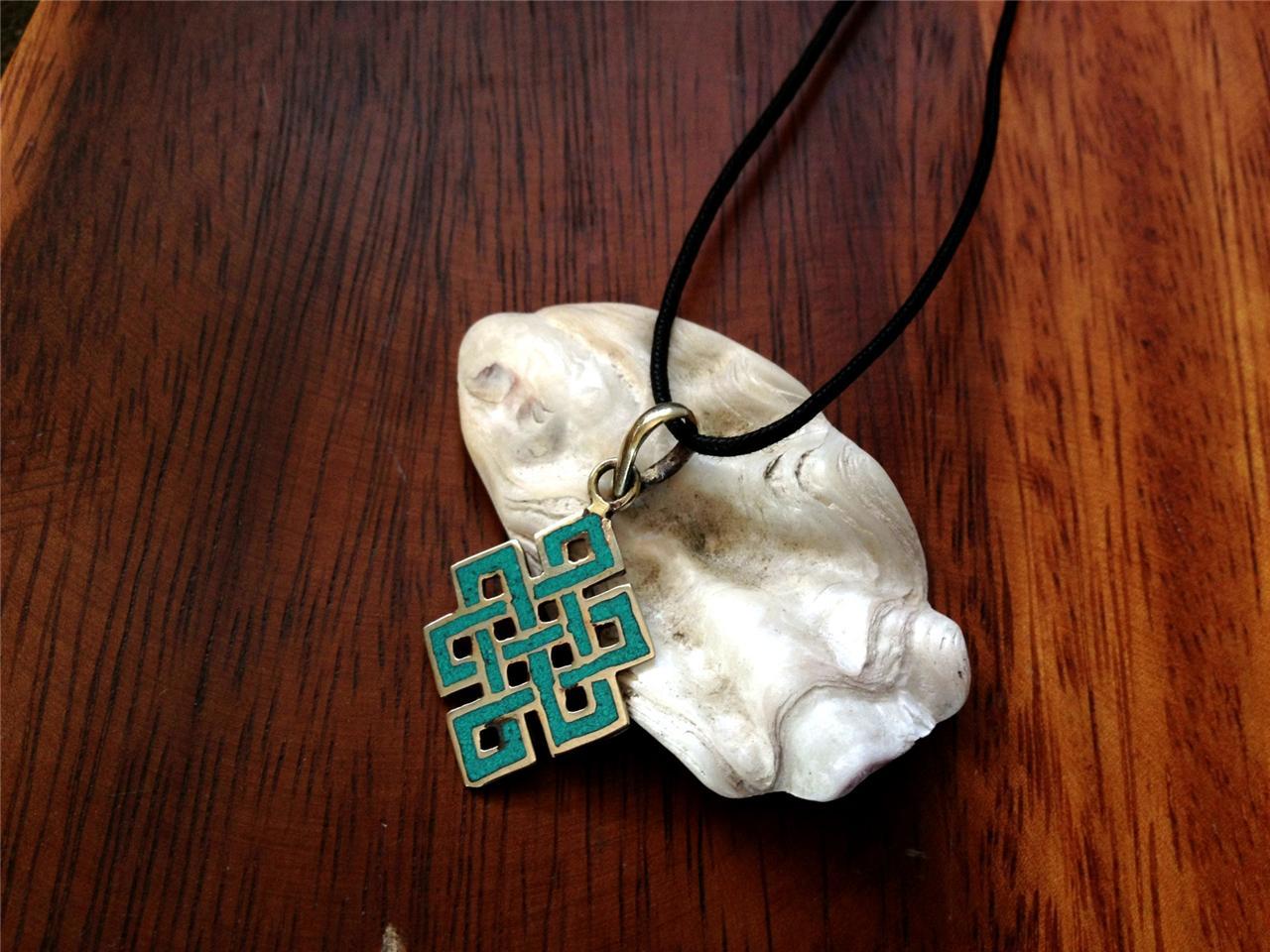 Handmade Tibetan Turquoise Eternal Knot Pendant