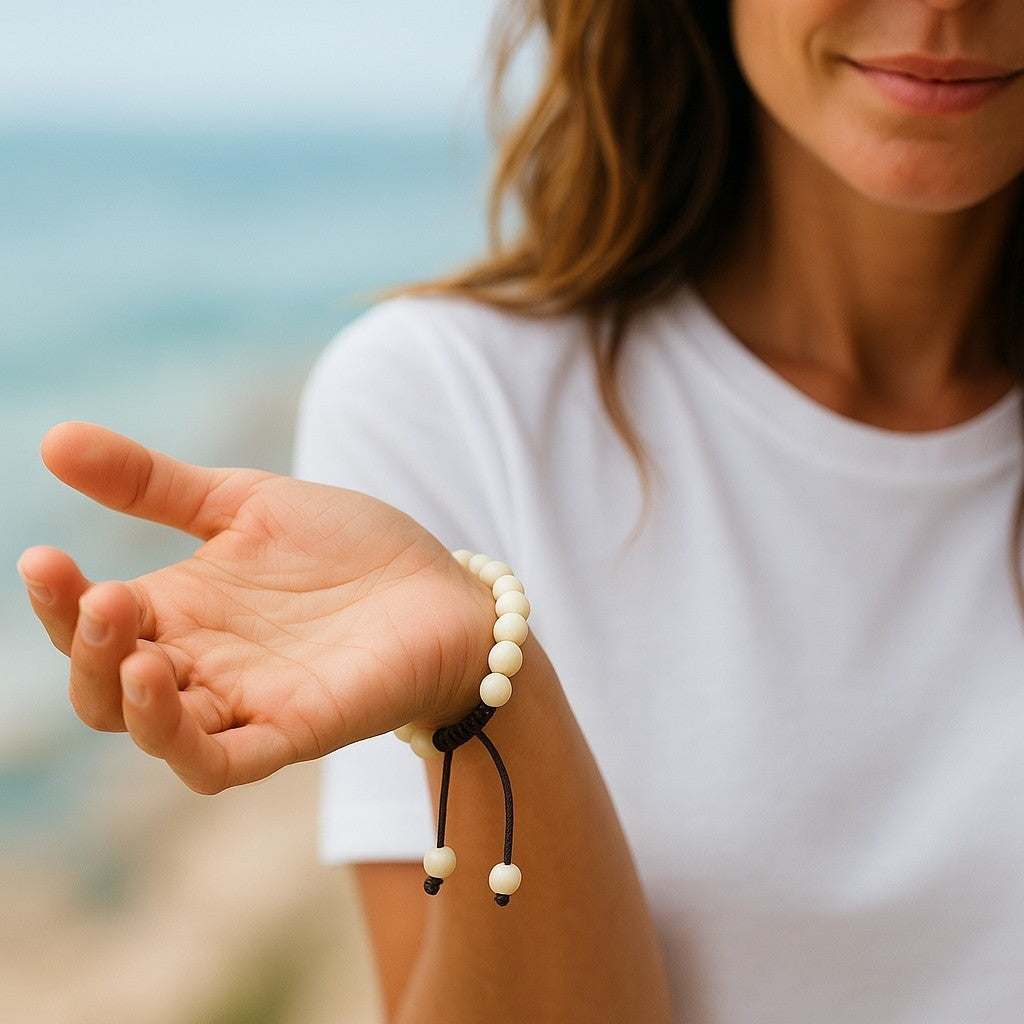 Handmade Yak Bone Tibetan Wrist Mala Bracelet for Meditation (Plain)