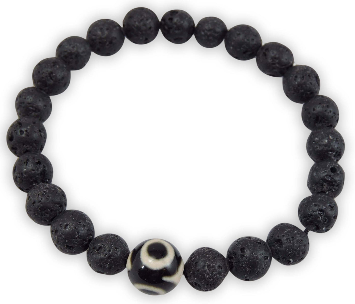 Volcanic Natural Lava and dZi Bead Yoga Healing Wrist Mala Bracelet CL-3