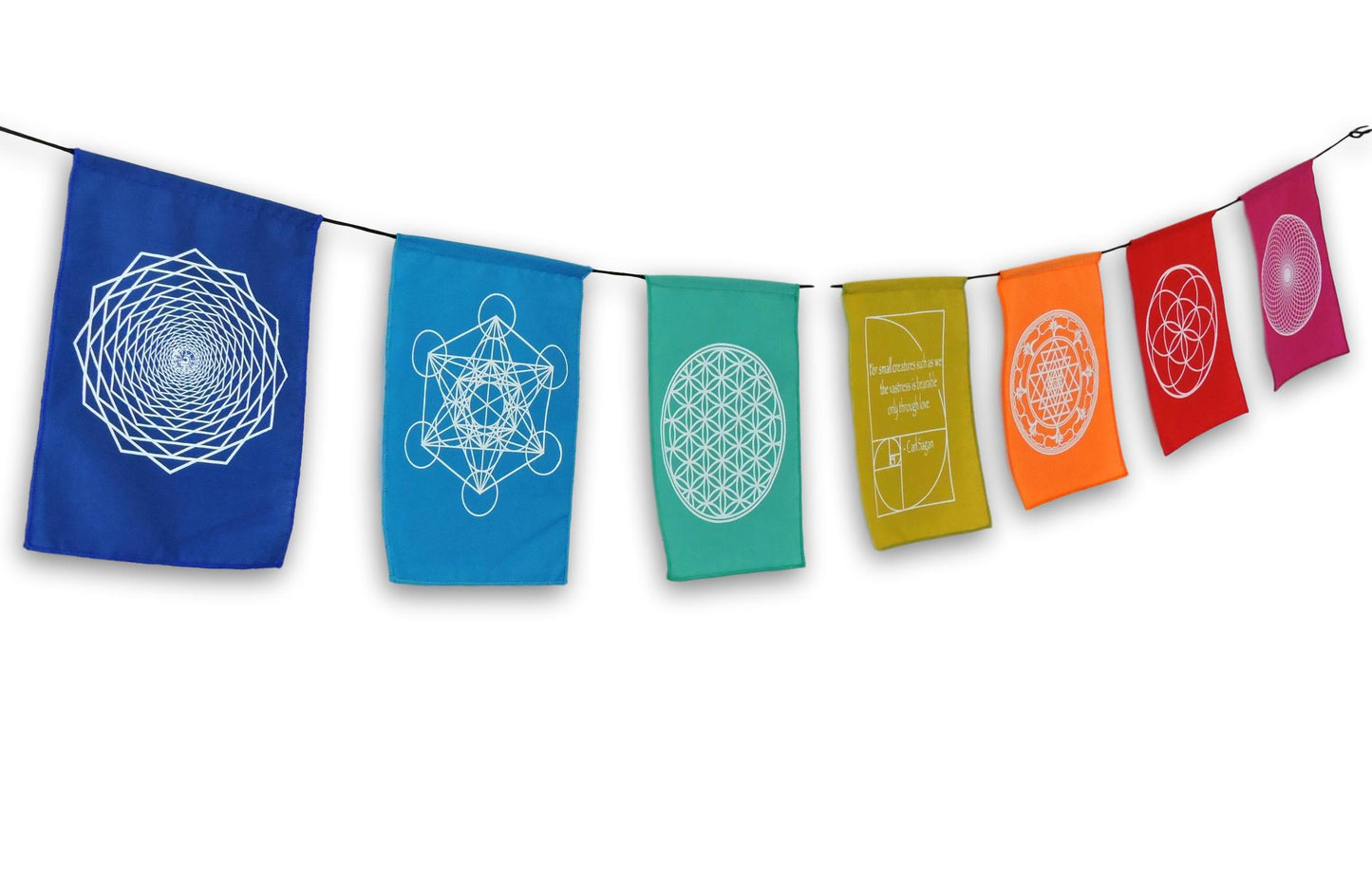 Sacred Geometry Prayer Flags Positive Energy Shri Yantra flower of life, 9X12"