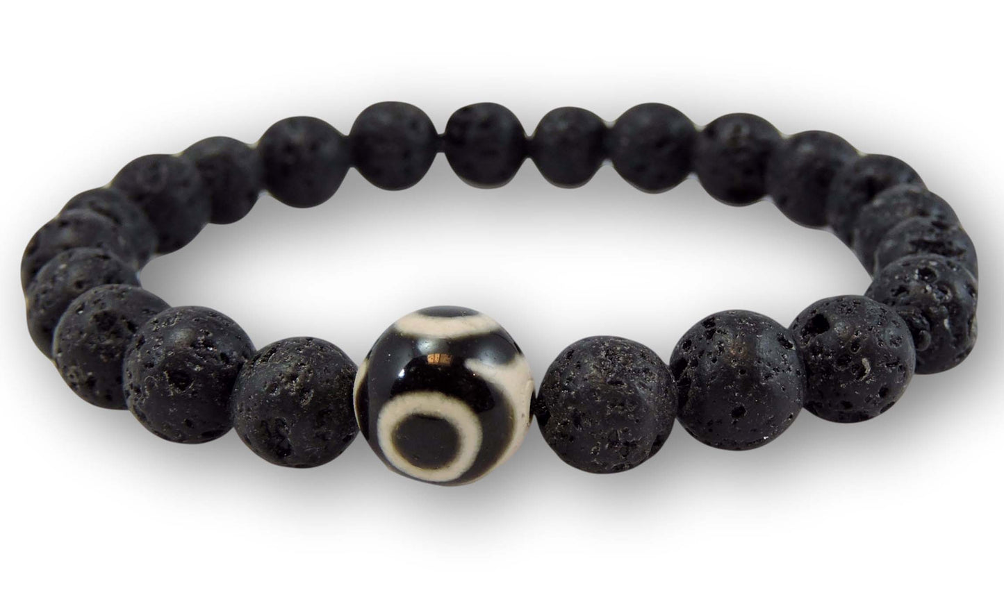 Volcanic Natural Lava and dZi Bead Yoga Healing Wrist Mala Bracelet CL-3