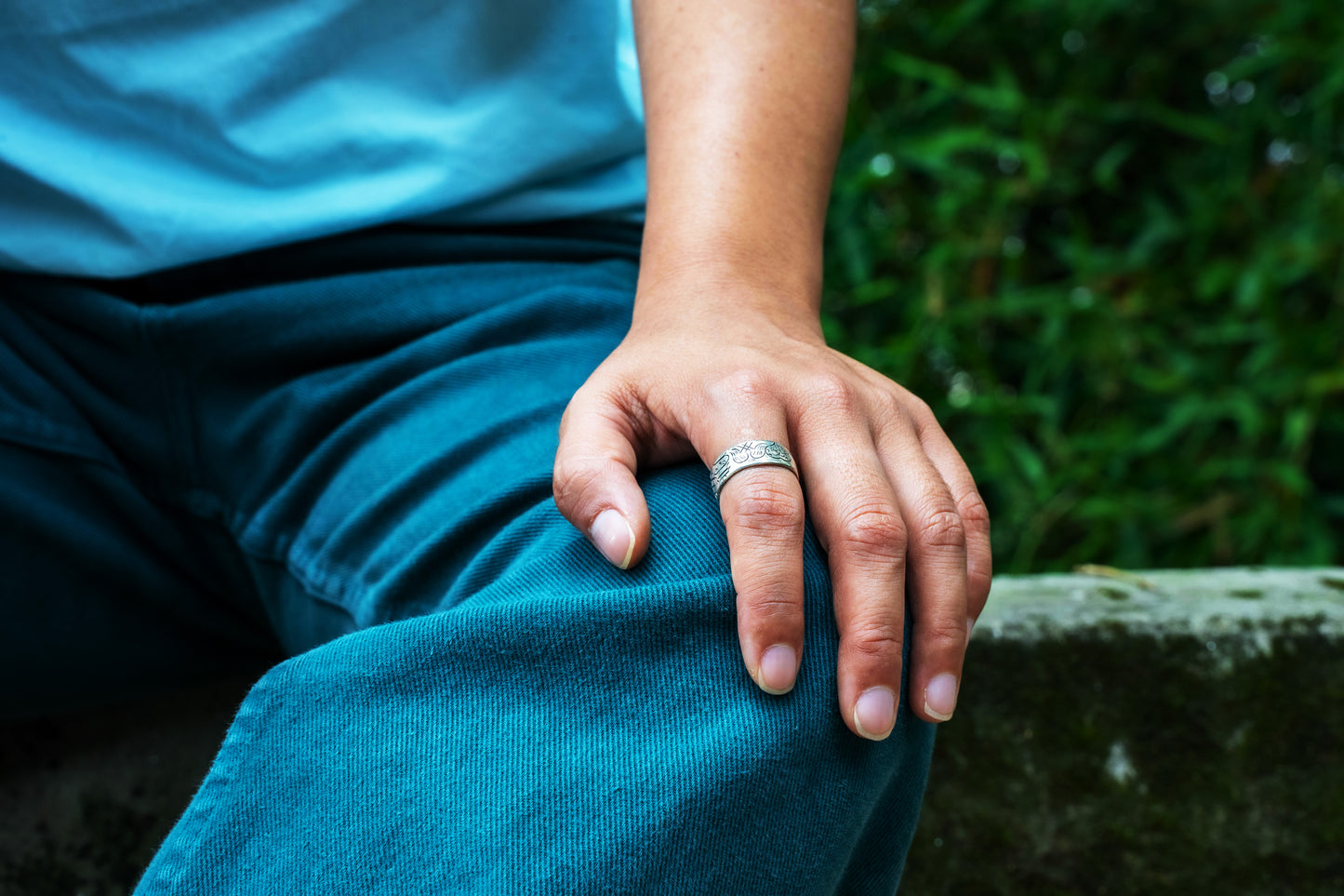Handmade Tibetan Silver Adjustable Ring from Nepal (Eight Auspicious Symbol)