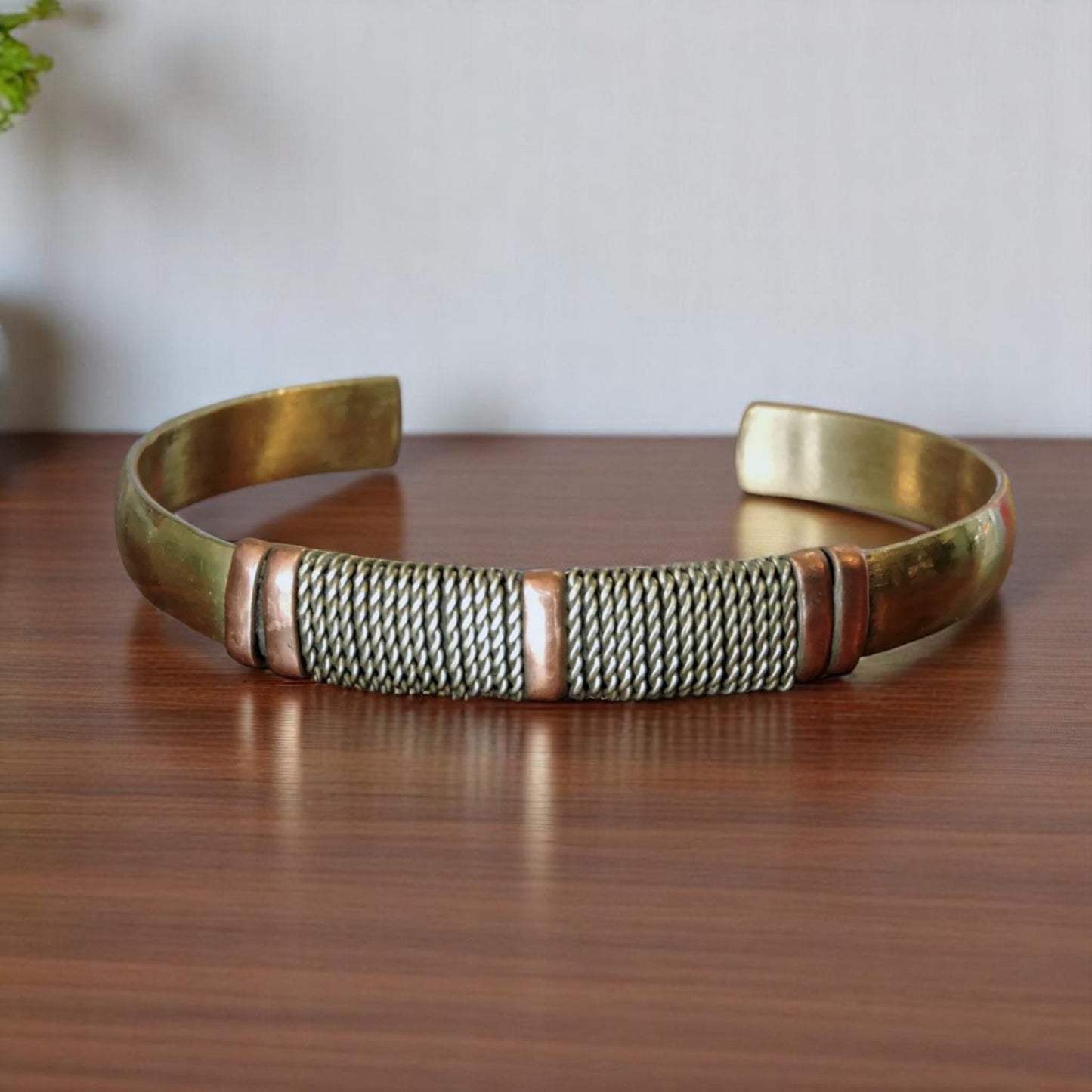 Handmade Tibetan Three Metal Medicine Healing Bracelet from Nepal Adjustable