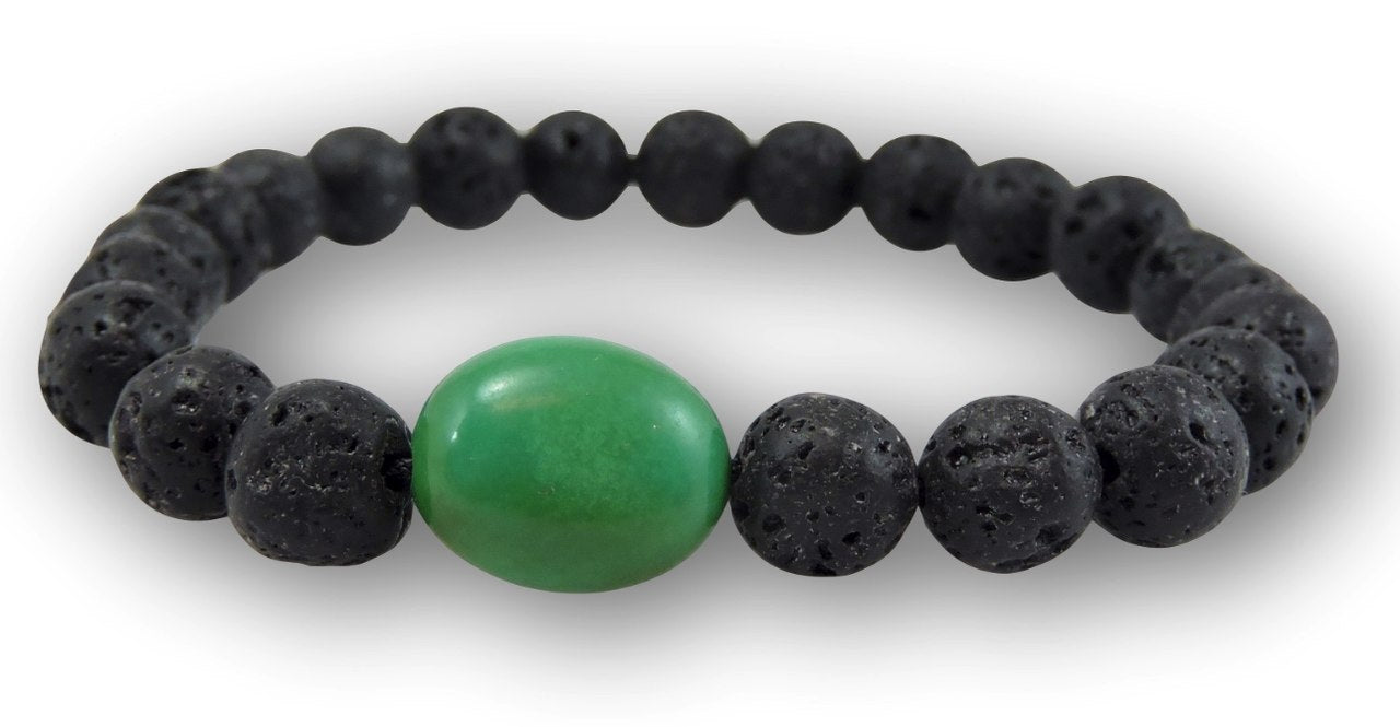 Volcanic Natural Lava and Large Turquoise Yoga Healing Wrist Mala Bracelet CL-10