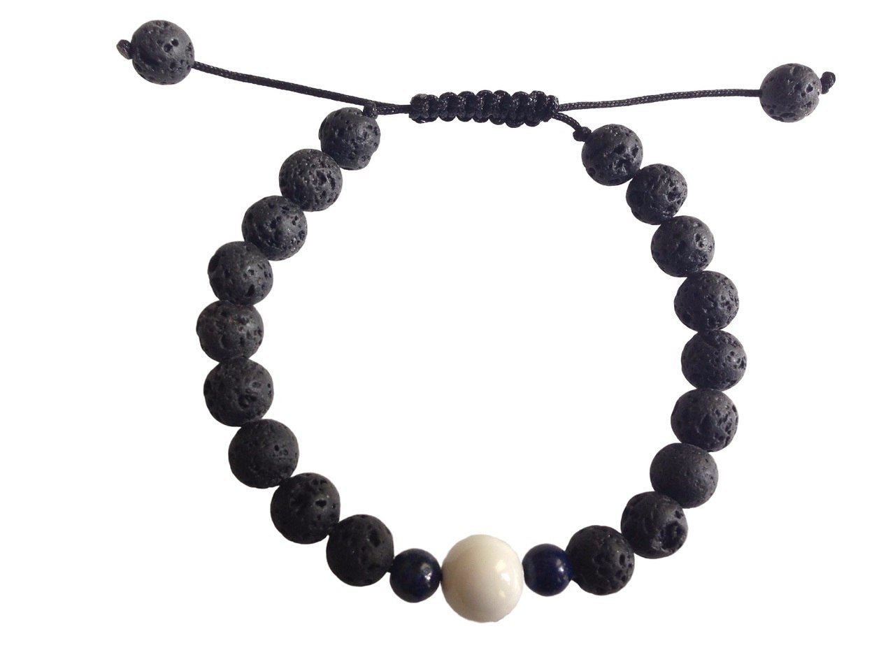 Land and Sea Wrist Mala (Lava, Lapis and Conch Shell)