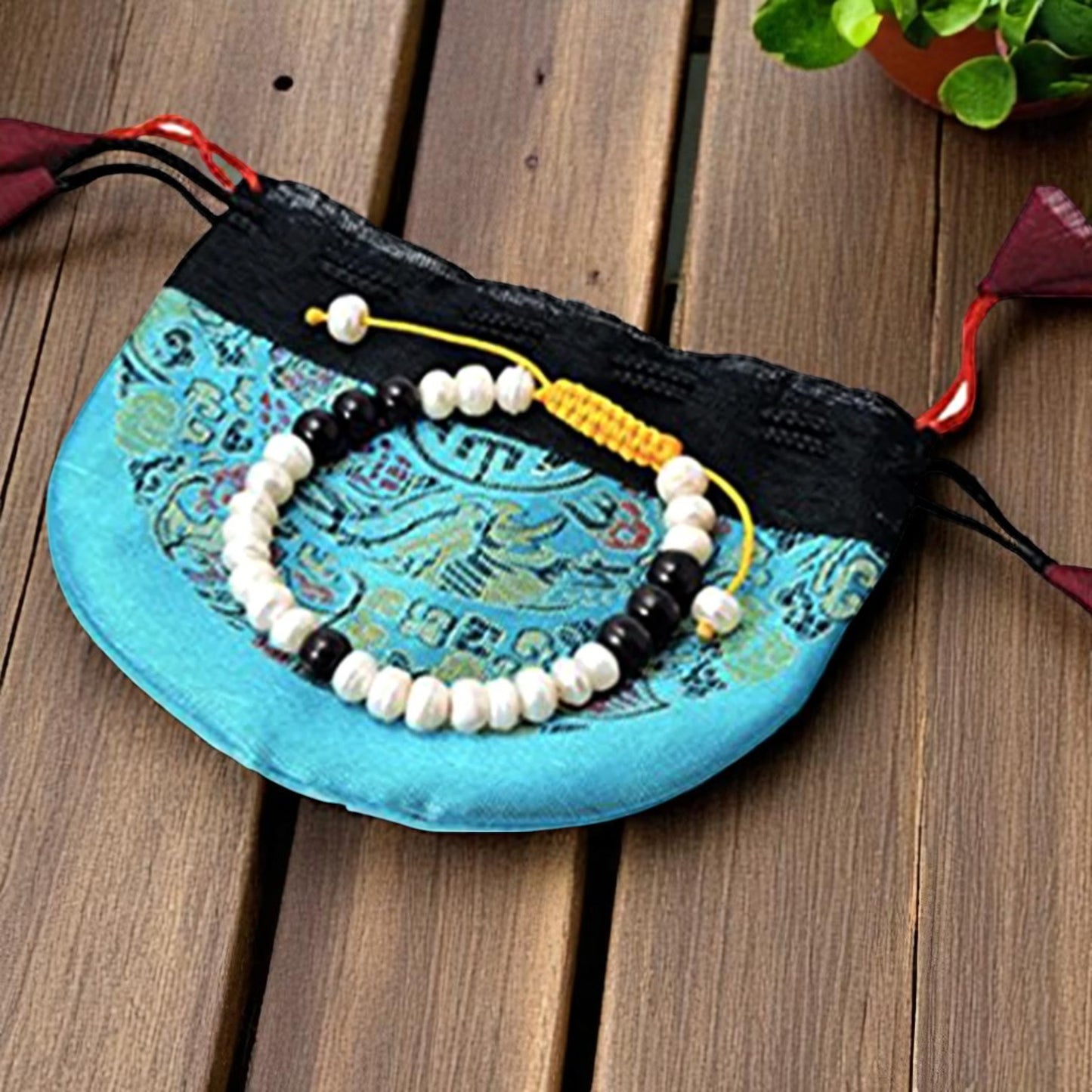 Mother of Pearl and Rosewood Wrist Mala Yoga Bracelet