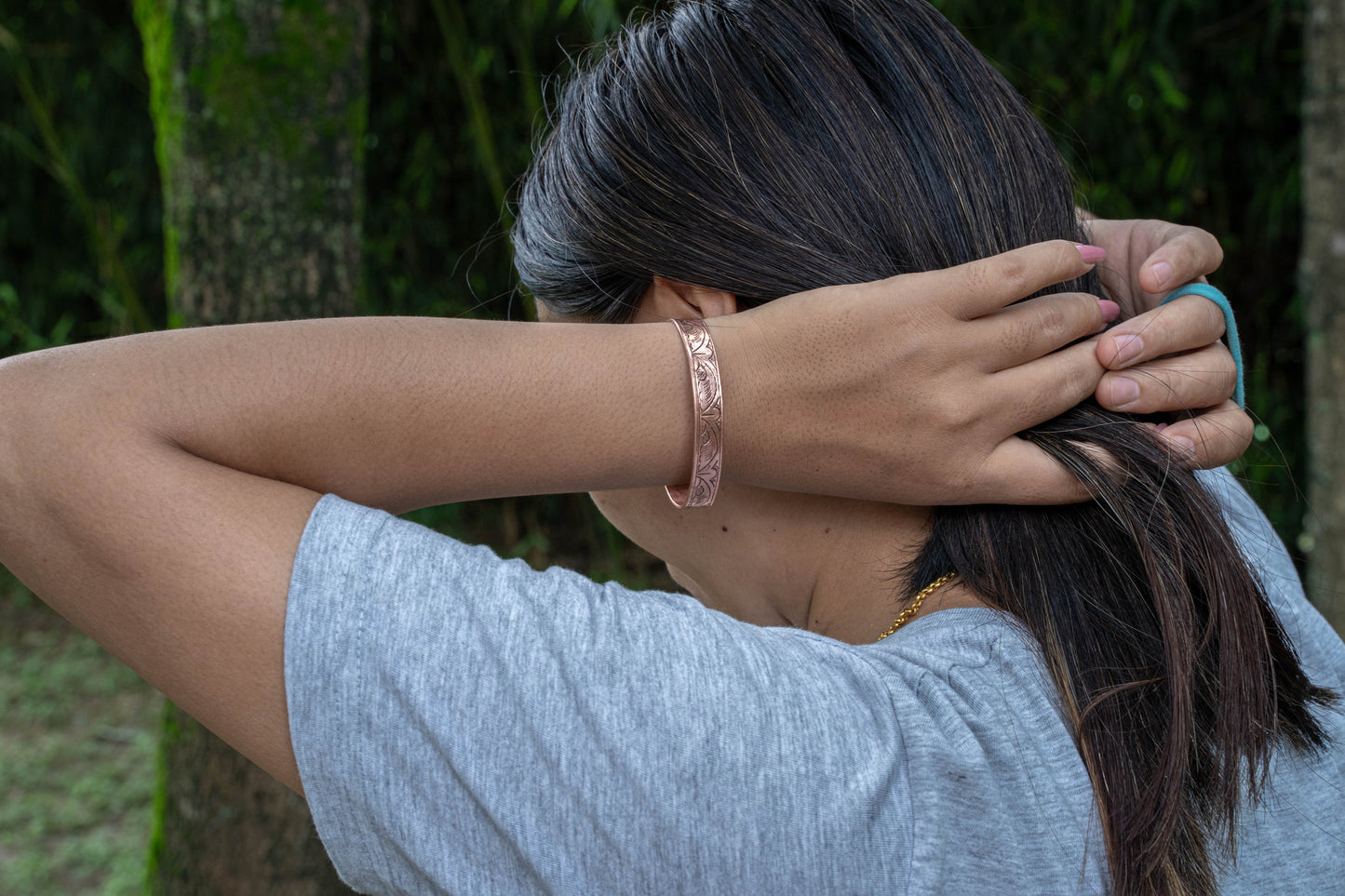 Tibetan Hand Crafted Copper Medicine Bracelet From Nepal (Style 4)