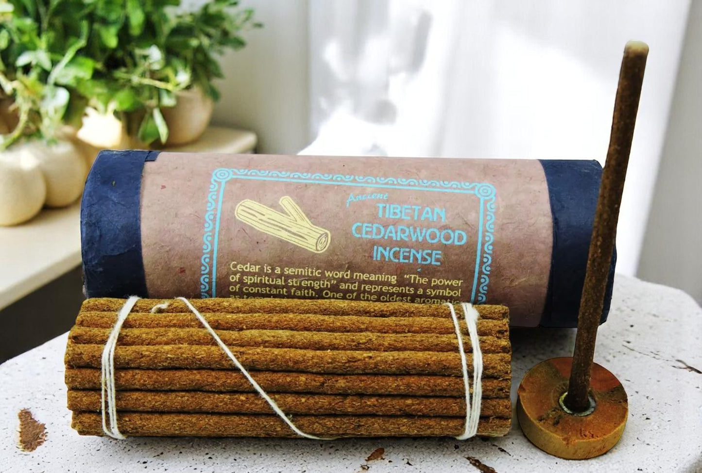 Tibetan Cedar Wood Incense with burner