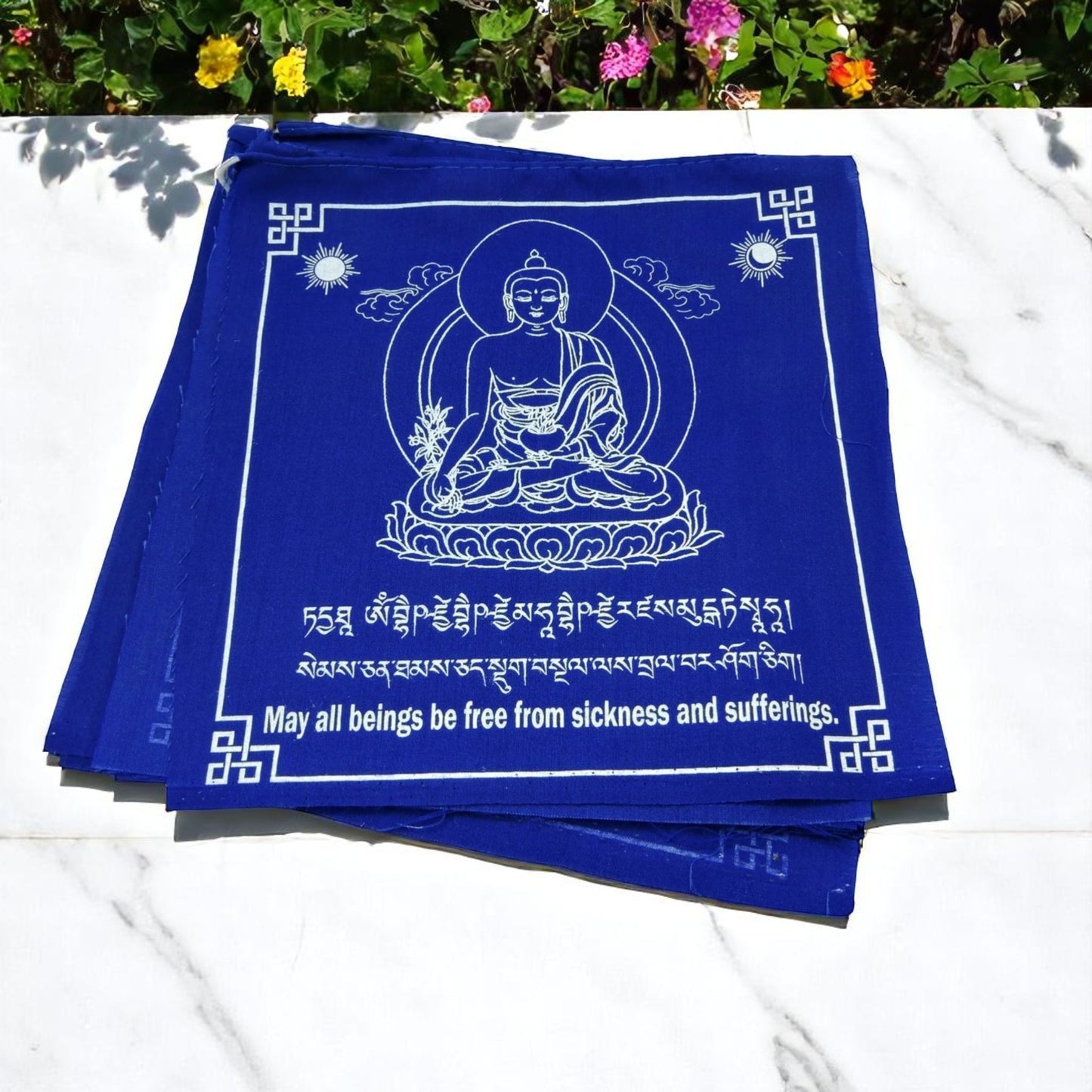 Hands Of Tibet Tibetan Prayer Flags Large Solid Blue Color Medicine Buddha Healing Flags Free Copy righted Handmade Paper Prayer Flags