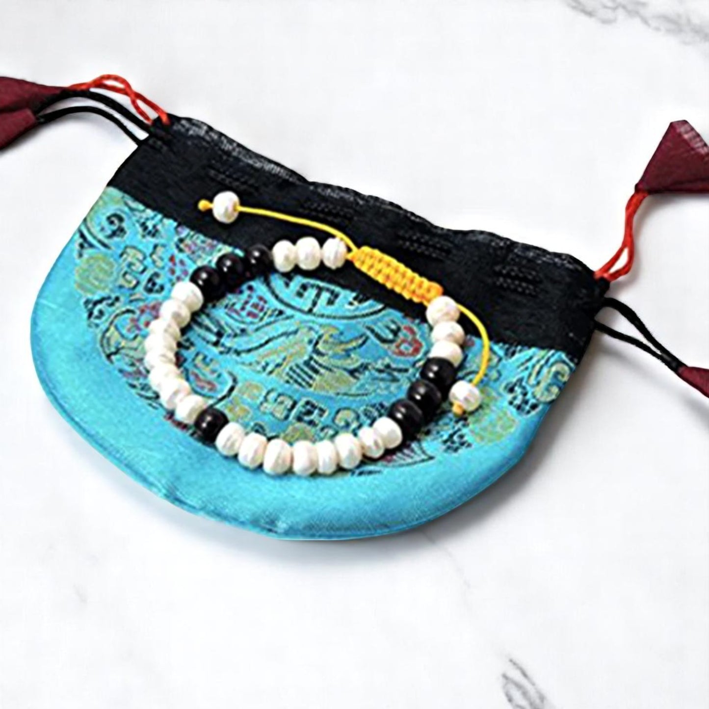 Mother of Pearl and Rosewood Wrist Mala Yoga Bracelet
