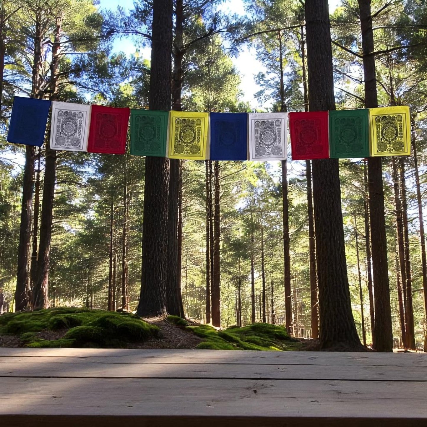 Wheel of Astrology prayer flags for positive energy