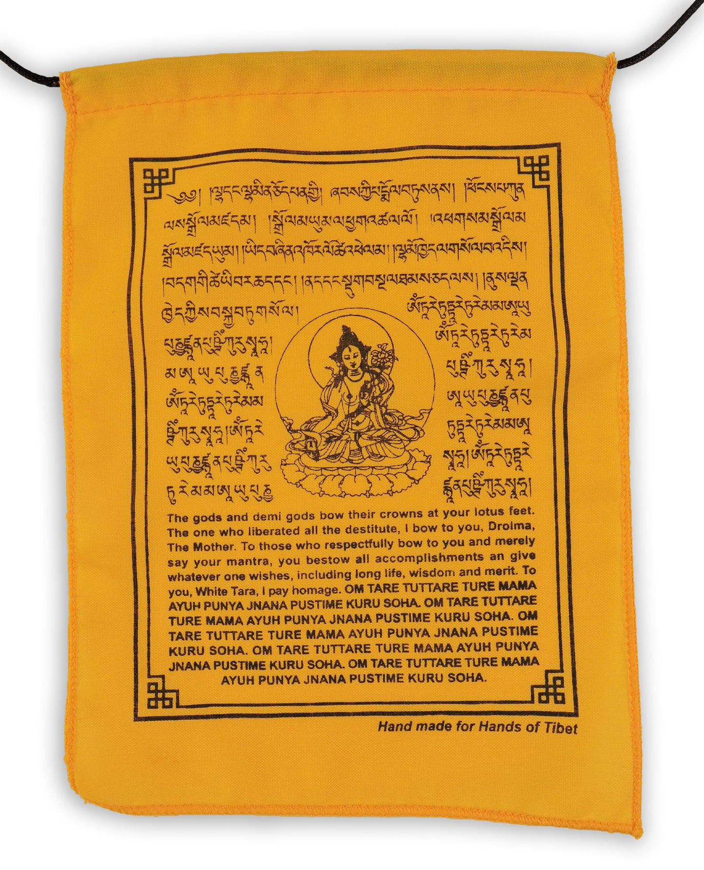 Handmade White Tara Prayer Flags with English Translation ( 9X12)