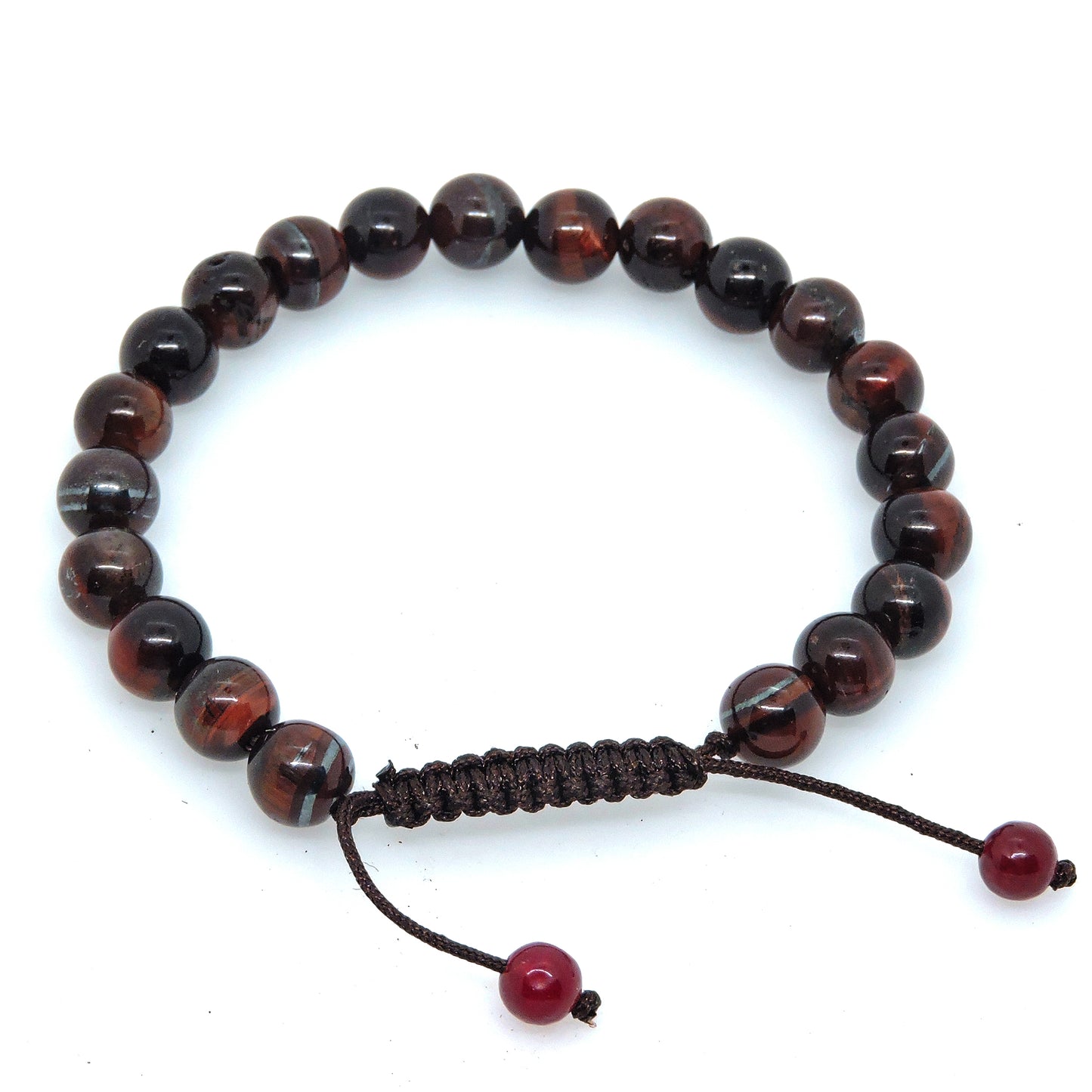 Handmade Tiger’s Eye Wrist Mala Yoga Healing Bracelet (Red Tiger Eye)