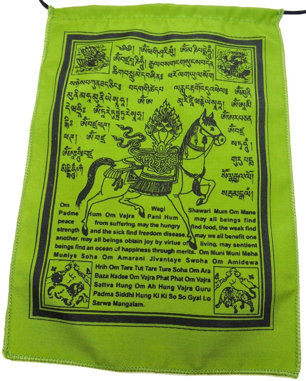 Handmade Tibetan Wind Horse Prayer Flags with English Translation - 6x8
