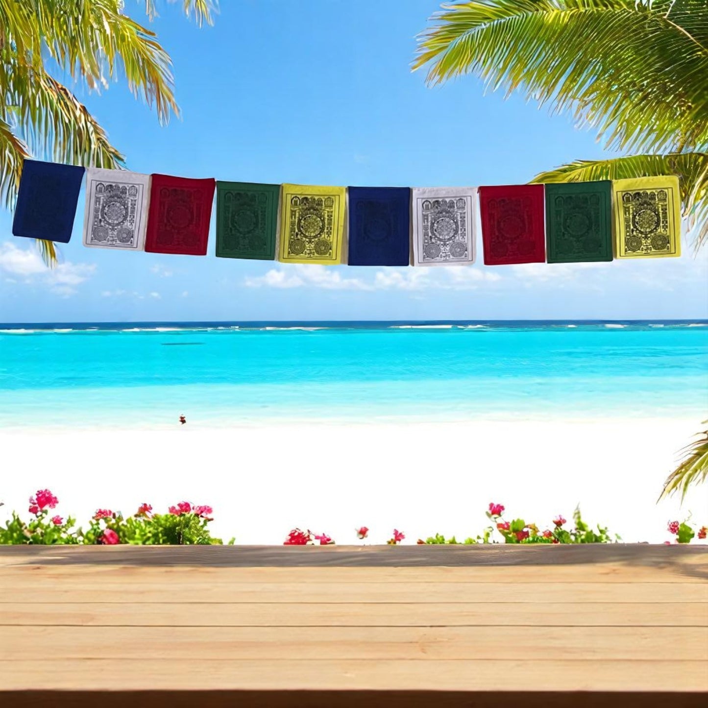 Wheel of Astrology prayer flags for positive energy