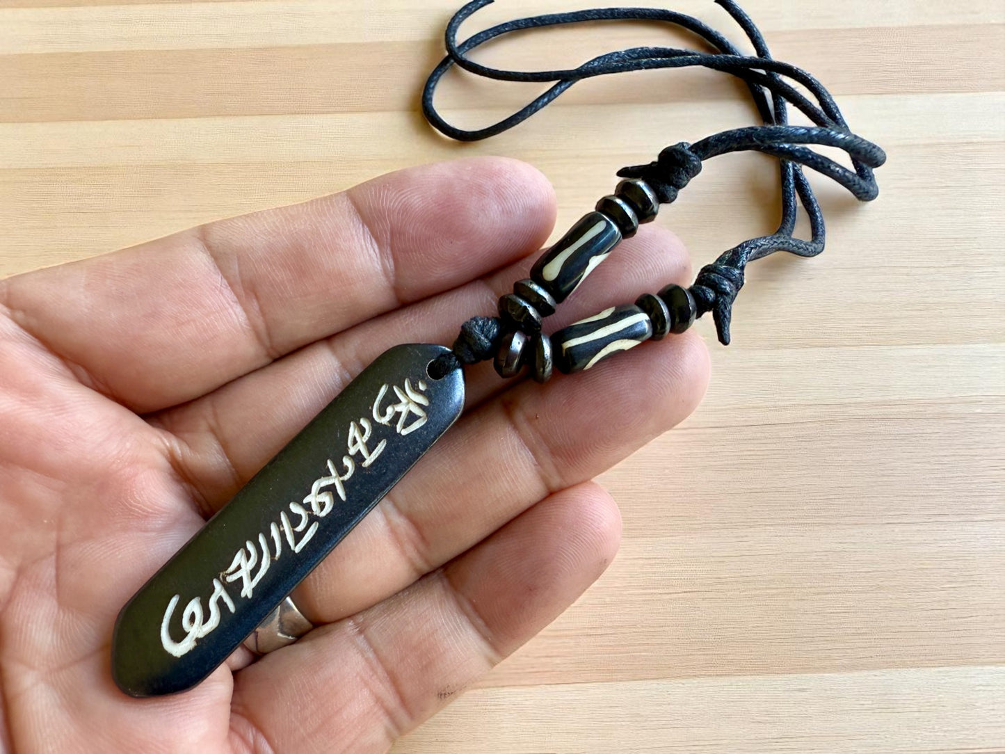 Om Mani Padme Hum Yak Bone Pendant From Nepal