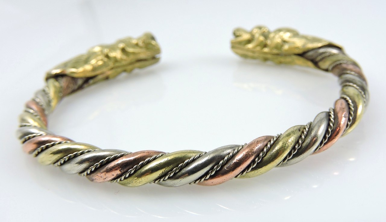 Handmade Three Metal Medicine Dragon Bracelet from Nepal