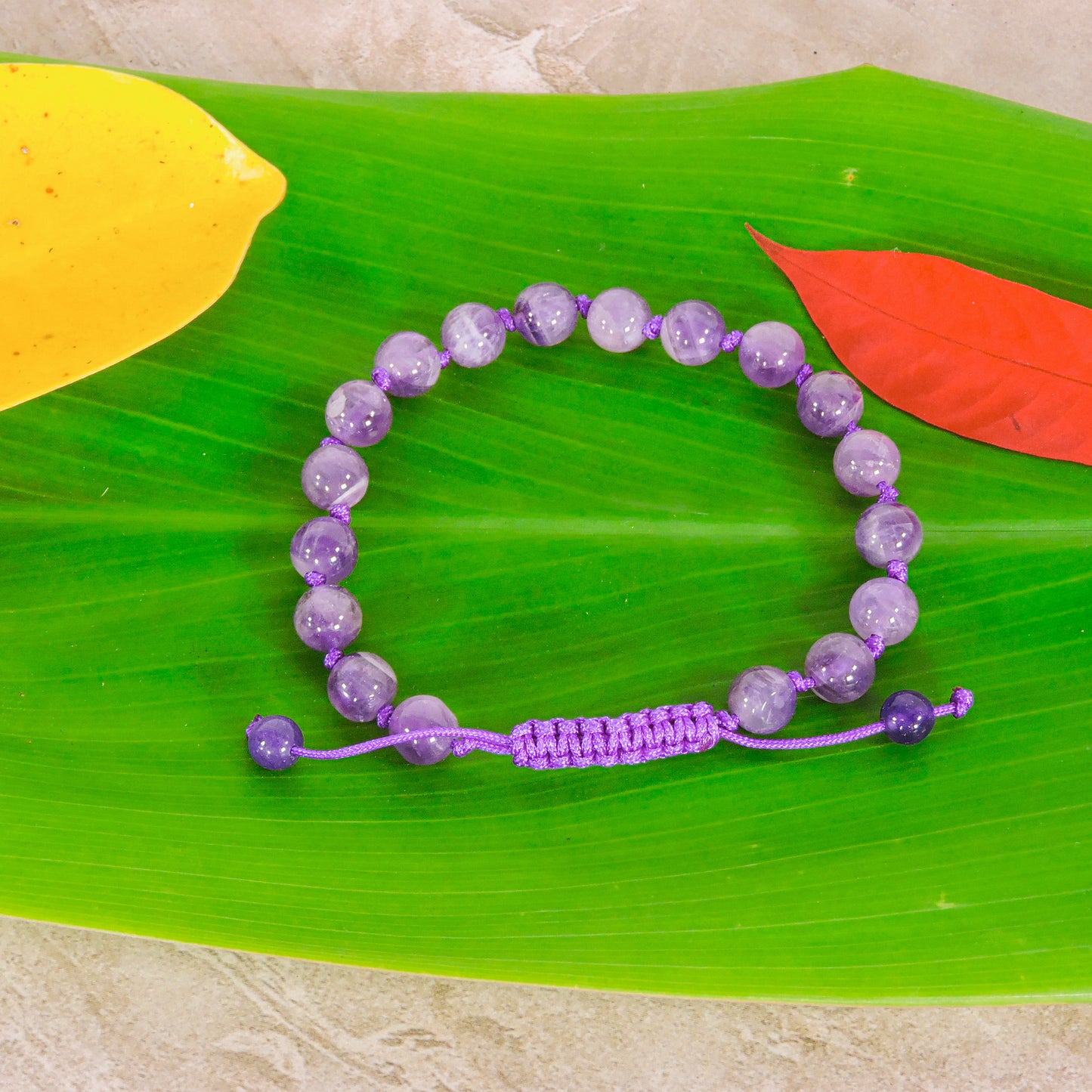 Individually Knotted Amethyst Wrist Mala Yoga Bracelet for Meditation