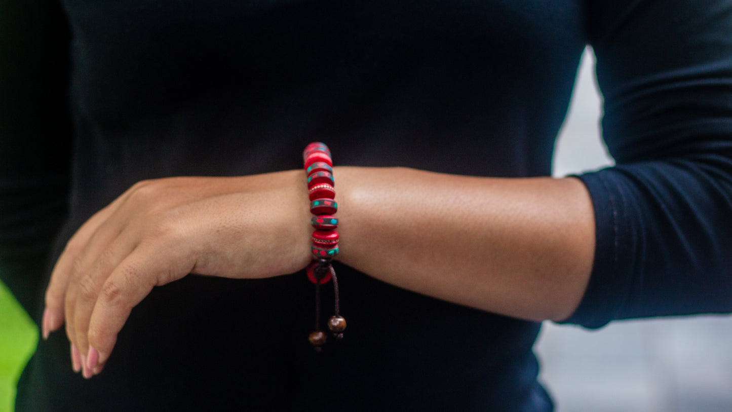Embedded Yak Bone Tibetan Medicine Healing Wrist Mala/Yoga Bracelet for Meditation