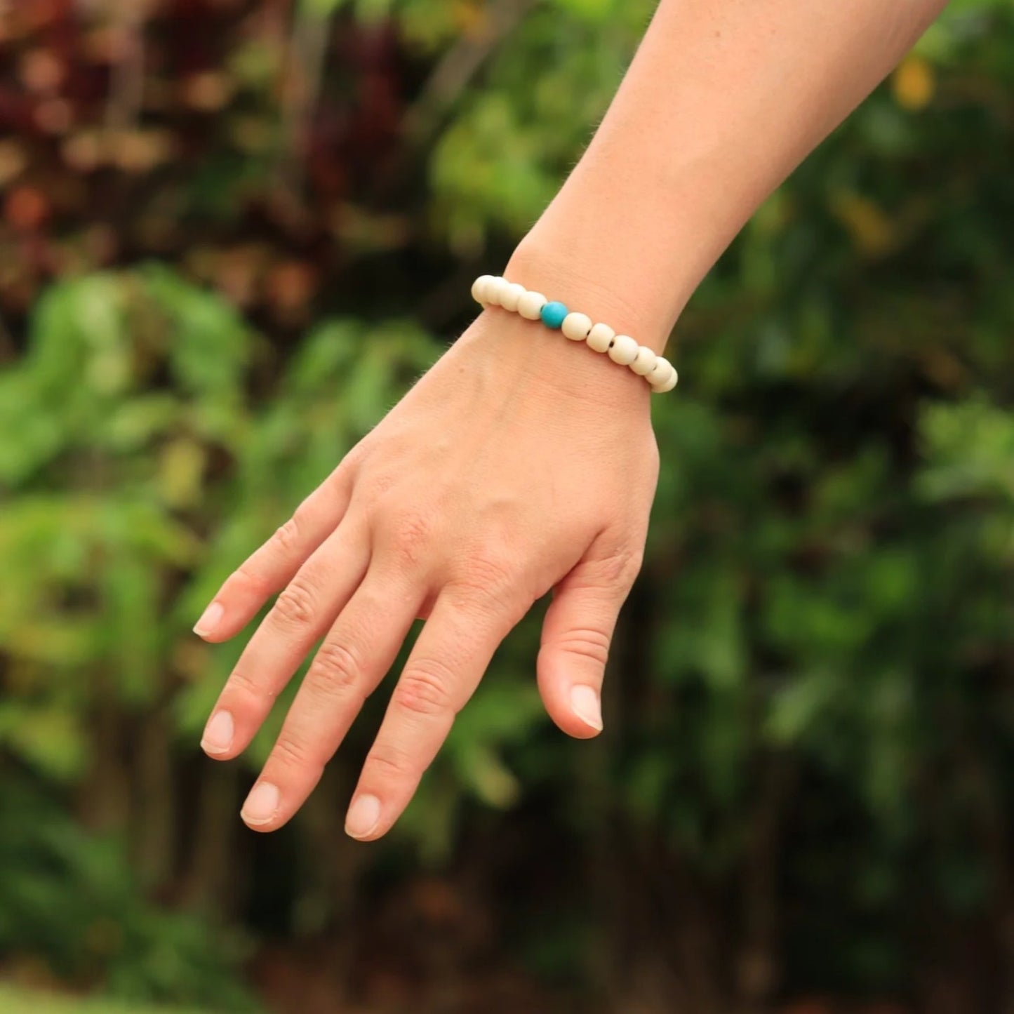 Tibetan Mala Yak Bone Wrist Mala Bracelet for Meditation (Turquoise)