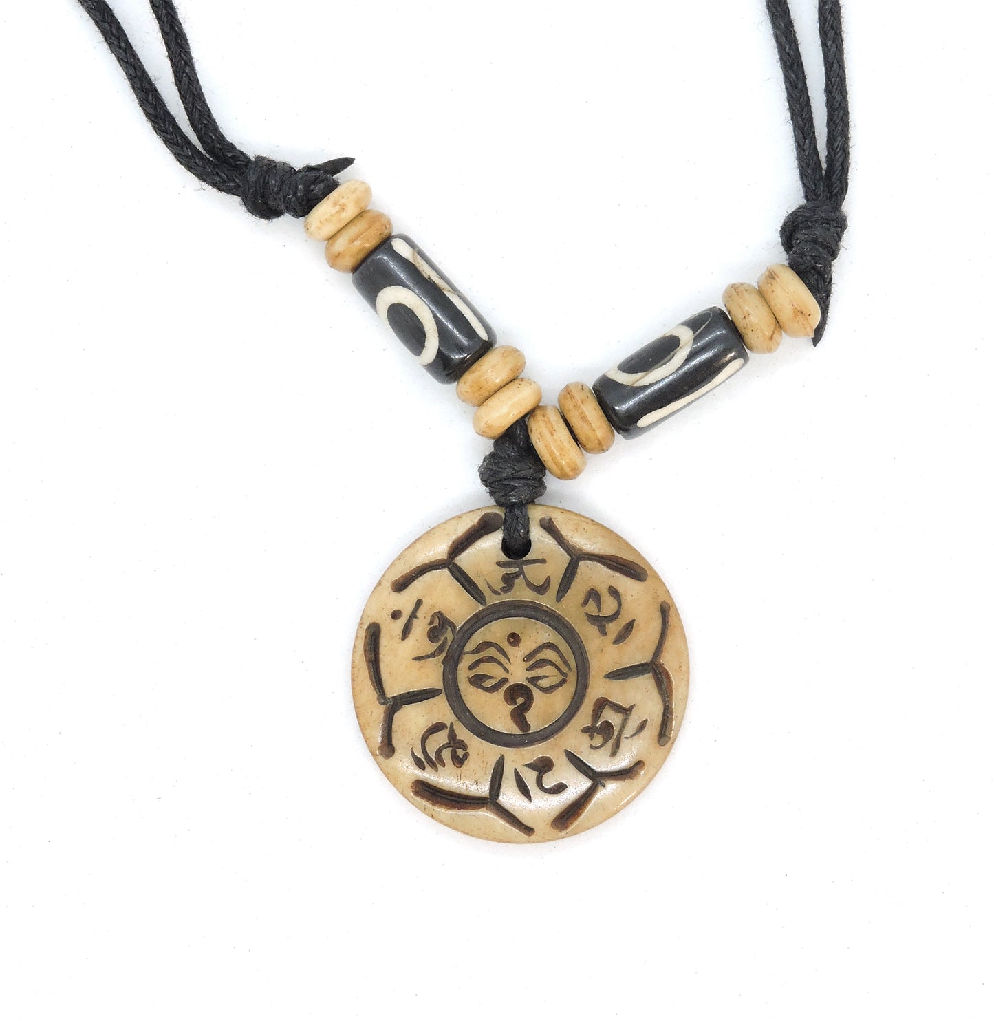 Buddha of Compassion Yak bone pendant necklace