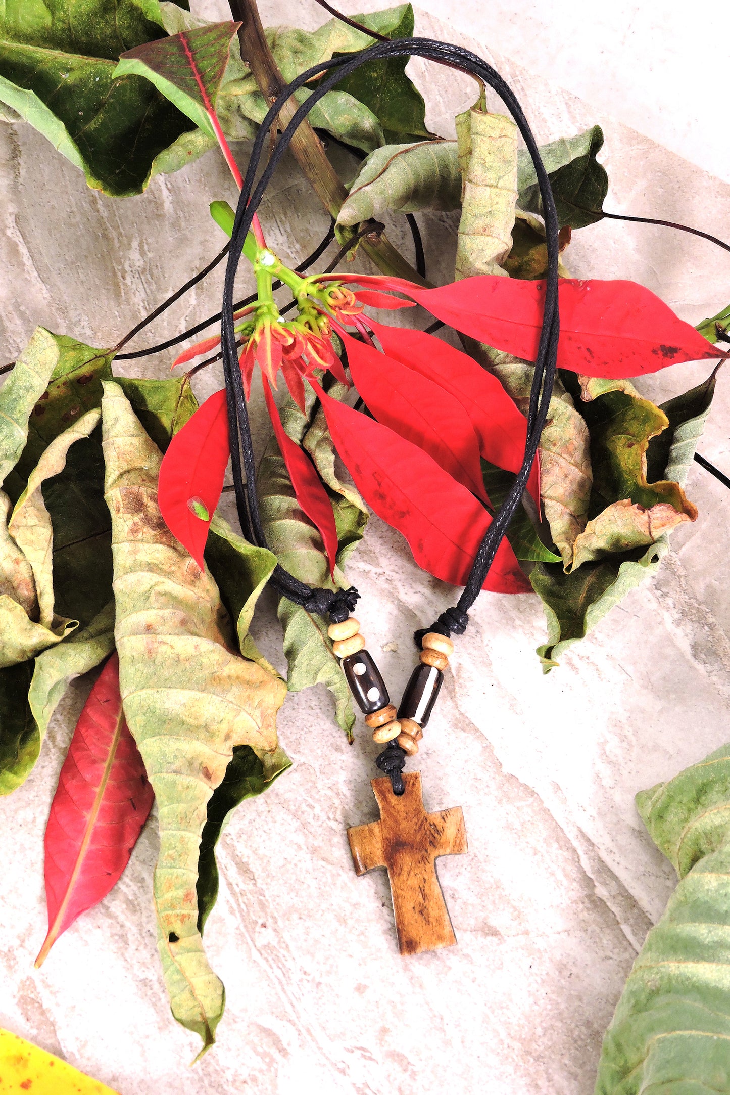 Handmade Cross Tibetan Yak Bone Pendant