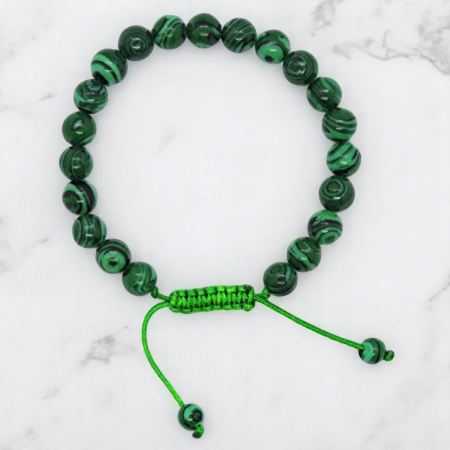Hands Of Tibet Pressed Malachite Wrist mala Yoga Healing Beads Bracelet for Meditation (Plain)