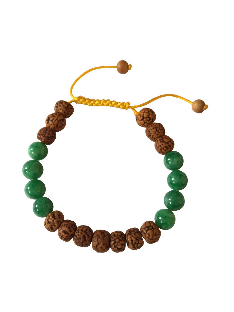 Rudraksha and Green Jade Wrist Mala Yoga Bracelet