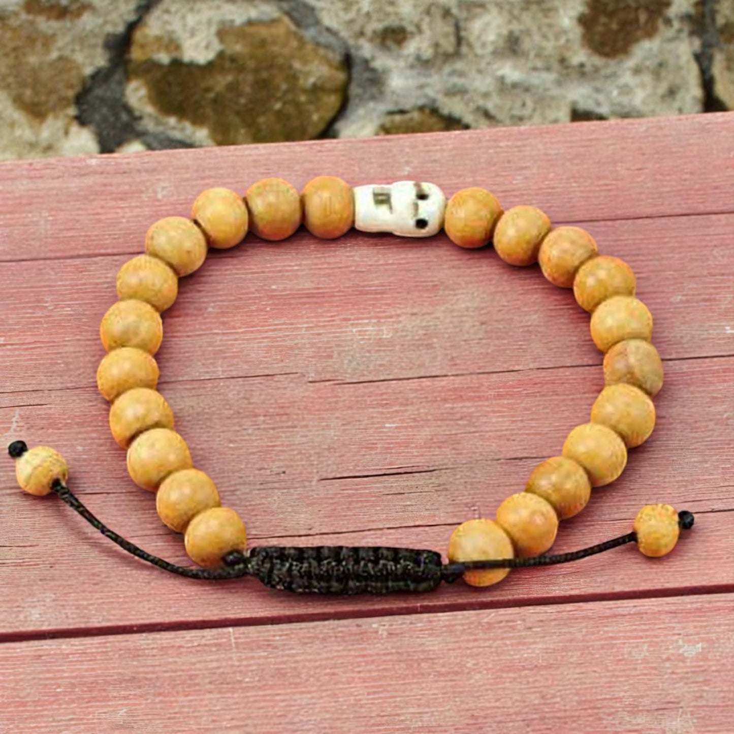 Handmade Wood Wrist Malas (Skull)