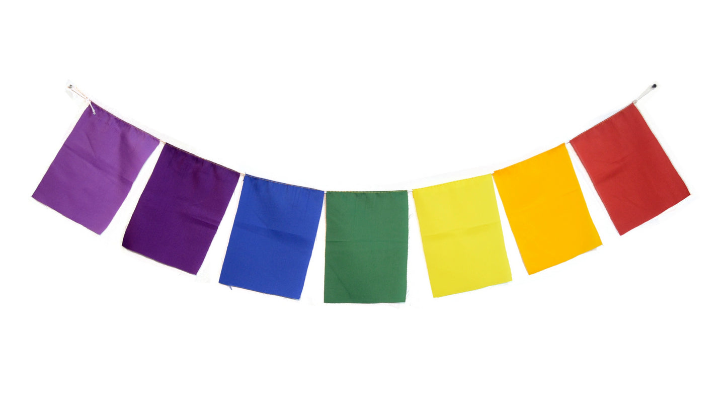 Blank Prayer Flags Set of 10 Flags Put Your own Prayers (Seven Chakra)