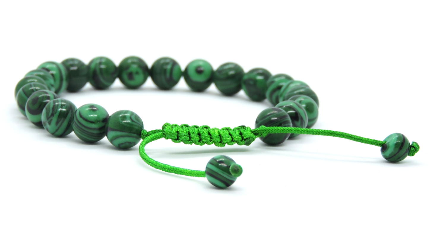 Hands Of Tibet Pressed Malachite Wrist mala Yoga Healing Beads Bracelet for Meditation (Plain)