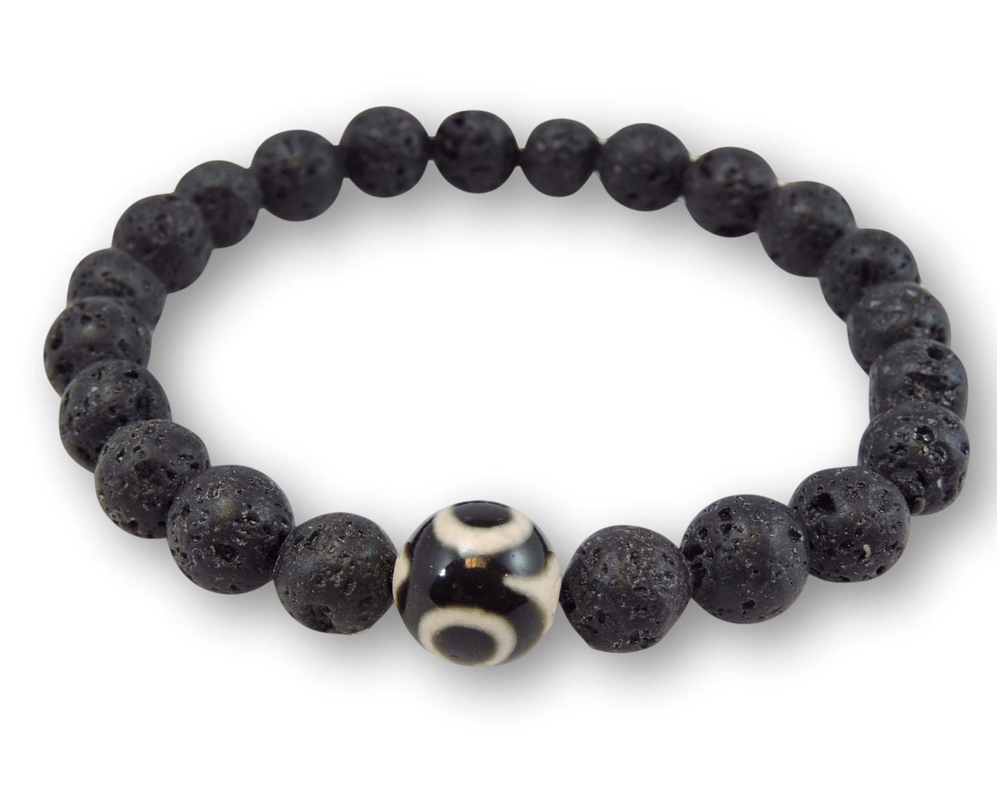 Volcanic Natural Lava and dZi Bead Yoga Healing Wrist Mala Bracelet CL-3