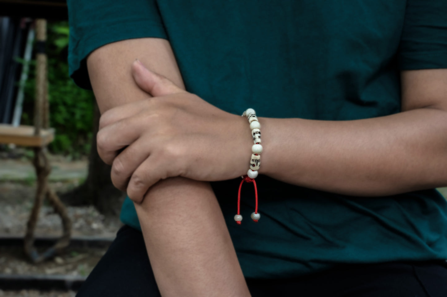 Carved Bone Skull Wrist Mala/Bracelet