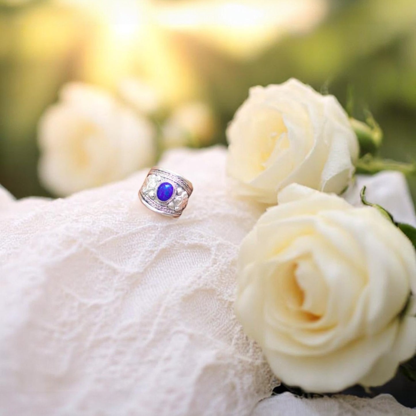 Hands Of Tibet Tibetan Om Mani Padme Hum Healing Ring (Lapis)