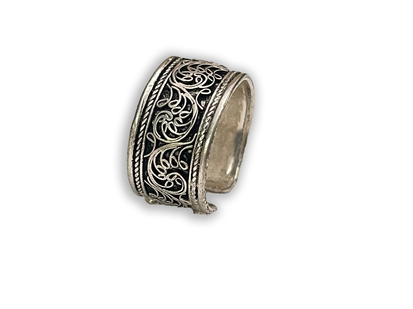 Handmade Tibetan Silver Adjustable Ring from Nepal (Flower, Adjustable)