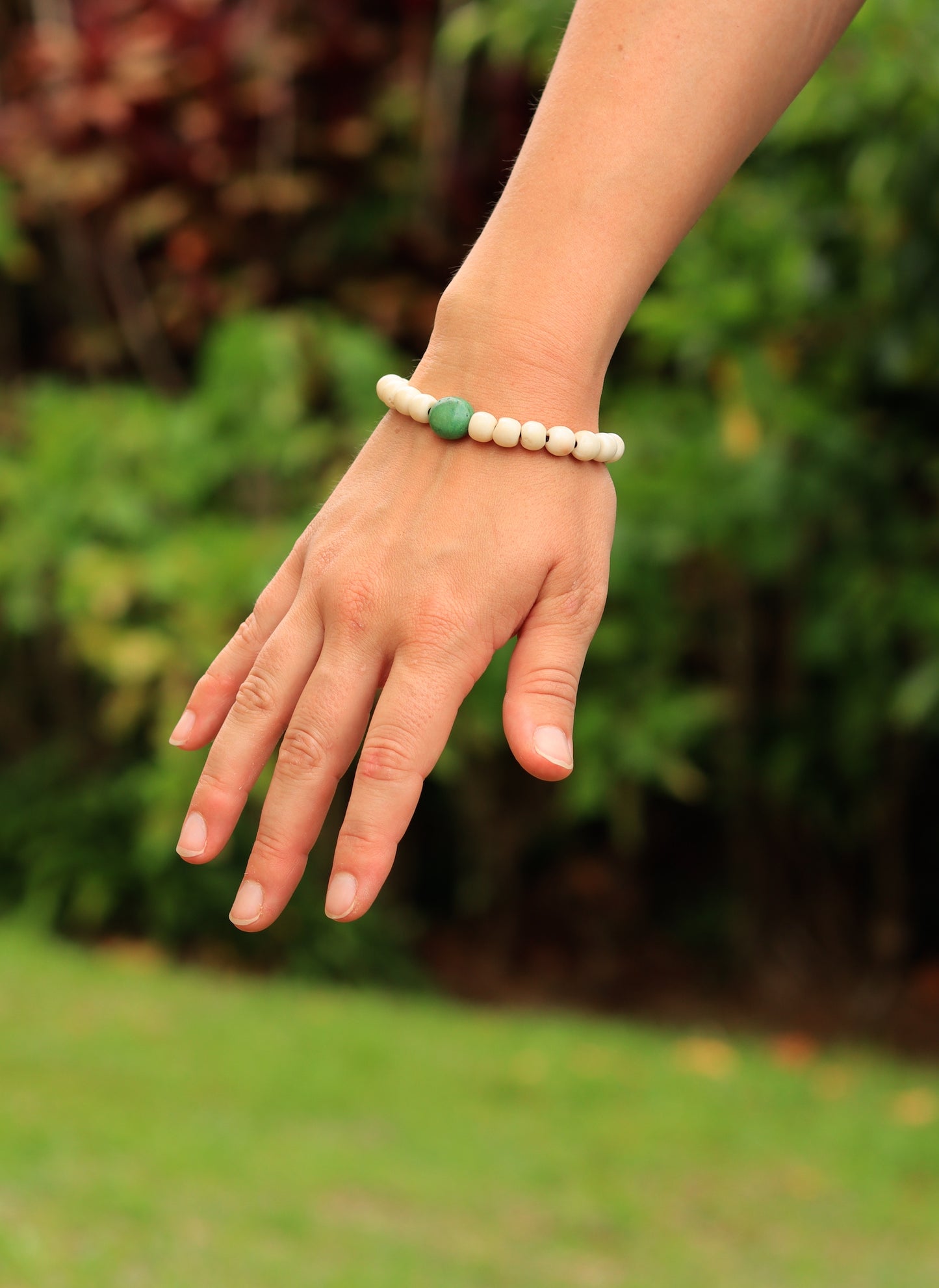 Tibetan Mala Yak Bone Wrist Mala Bracelet for Meditation (Large turquoise)