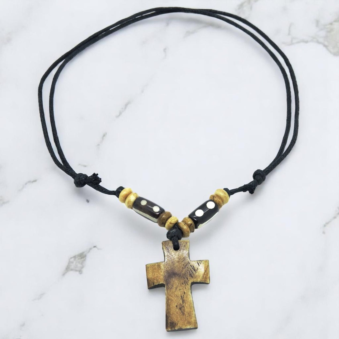 Handmade Cross Tibetan Yak Bone Pendant