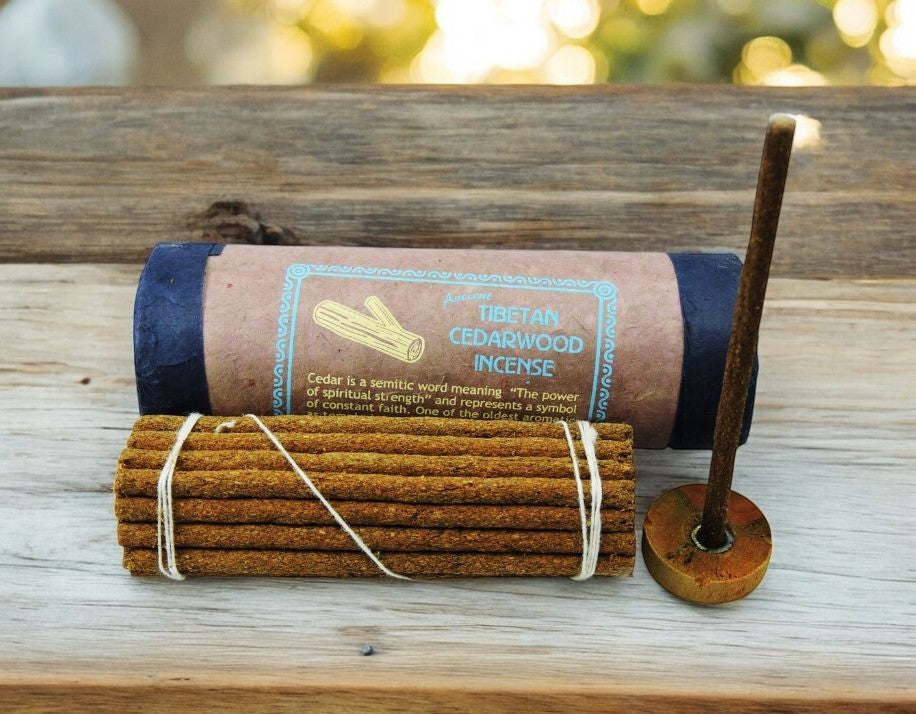 Tibetan Cedar Wood Incense with burner
